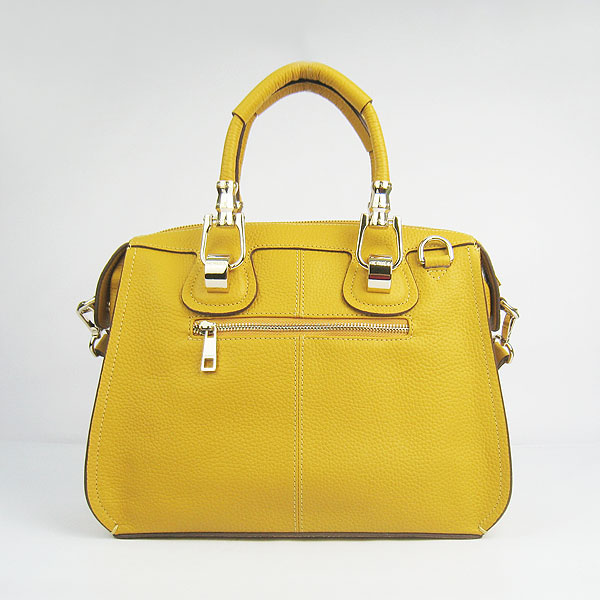Replica Hermes New Arrival Double-duty leather handbag Yellow 60669